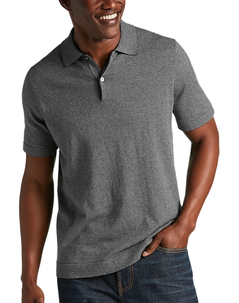 Joseph Abboud Modern Fit Sweater Polo, Heathered Gray 1 Joseph Abboud Modern Fit Sweater Polo, Heathered Gray