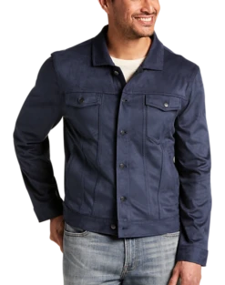 Suit Boutique Shop 9 Joseph Abboud Modern Fit Faux Suede Trucker Jacket, Navy