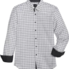 Michael Strahan Four-Way Stretch Modern Fit Sport Shirt, White Windowpane Plaid
