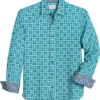 Con.Struct Slim Fit Spread Collar Sport Shirt Green And Blue