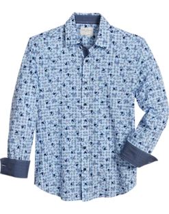 Con.Struct Slim Fit Spread Collar Sport Shirt, Blue Dogs