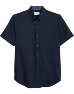 Con.Struct Slim Fit Short Sleeve Sport Shirt Navy