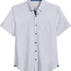 Con.Struct Slim Fit Short Sleeve Sport Shirt White & Black Paw Prints