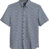 Michael Strahan Four-Way Modern Fit Button Down Collar Sport Shirt, Gray Floral
