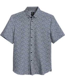 Michael Strahan Four-Way Modern Fit Button Down Collar Sport Shirt, Gray Floral