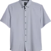 Michael Strahan Modern Fit Short Sleeve Sport Shirt White Woven Pattern