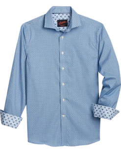 Egara Slim Fit Sport Shirt, Navy Blue Medallion