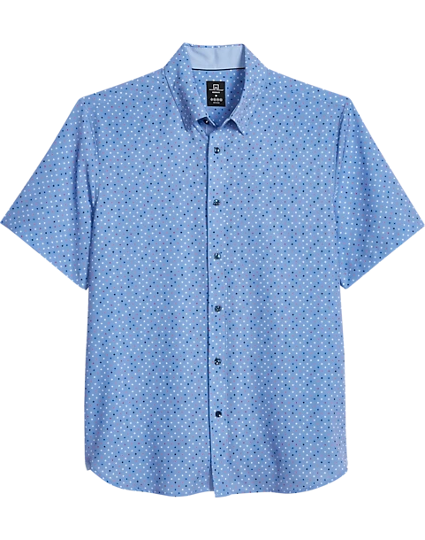 Michael Strahan Modern Fit 4-Way Stretch Short Sleeve Sport Shirt, Blue Confetti Dot 1 Michael Strahan Modern Fit 4-Way Stretch Short Sleeve Sport Shirt, Blue Confetti Dot