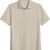 Joseph Abboud Modern Fit Short Sleeve Polo Shirt, Oatmeal Herringbone