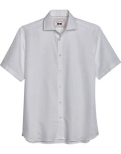 Joseph Abboud Modern Fit Short Sleeve Linen-Blend Sport Shirt, White