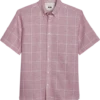 Joseph Abboud Modern Fit Sport Shirt, Burgundy Glen Plaid
