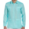 Cubavera Modern Fit Linen Guayabera Shirt, Blue