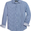 Report Collection Slim Fit Four-Way Stretch Sport Shirt, Navy Stripe