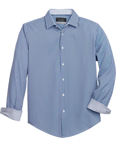 Report Collection Slim Fit Four-Way Stretch Sport Shirt, Navy Stripe 1 Report Collection Slim Fit Four-Way Stretch Sport Shirt, Navy Stripe