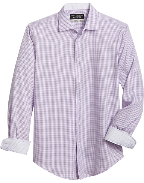 Report Collection Slim Fit Four-Way Stretch Sport Shirt, Purple Mini Square Print 1 Report Collection Slim Fit Four-Way Stretch Sport Shirt, Purple Mini Square Print
