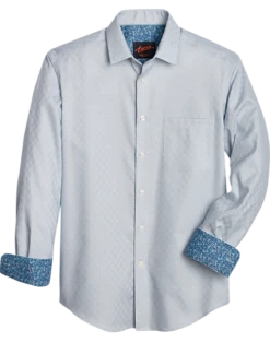 Egara Slim Fit Sport Shirt, Teal Parquet Check