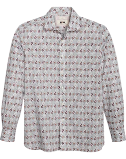 Joseph Abboud Modern Fit Sport Shirt, Burgundy Paisley Tile