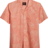 Egara Slim Fit Short Sleeve Sport Shirt, Coral Palmetto