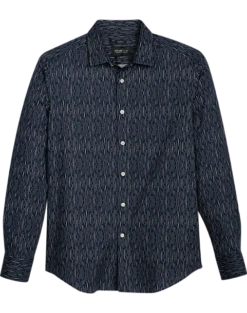 Awearness Kenneth Cole Slim Fit Spread Collar Sport Shirt, Navy Rainfall