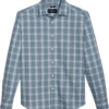 Awearness Kenneth Cole Slim Fit Spread Collar Sport Shirt, Teal Ombre Plaid