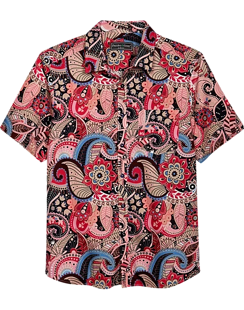Paisley & Gray Slim Fit Short Sleeve Sport Shirt, Pink Paisley 1 Paisley & Gray Slim Fit Short Sleeve Sport Shirt, Pink Paisley