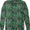 Paisley & Gray Slim Fit Spread Collar Sport Shirt, Green Italian Palm Print