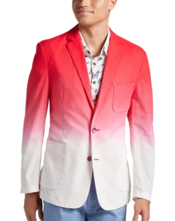 Paisley & Gray Slim Fit Linen Blazer, Red & White Tie Dye