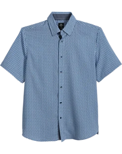 Michael Strahan Modern Fit 4-Way Stretch Short Sleeve Sport Shirt, Blue Oval