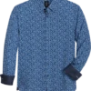 Michael Strahan Modern Fit Spread Collar 4-Way Stretch Sport Shirt, Blue Abstract Floral