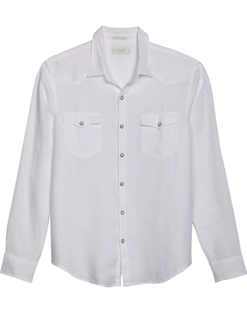 Lucky Brand Classic Fit Western Linen Sport Shirt, White 1 Lucky Brand Classic Fit Western Linen Sport Shirt, White