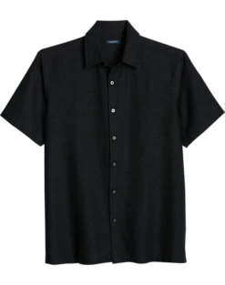 Zanetti Modern Fit Camp Shirt, Black Mini Dots