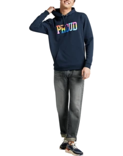 The Phluid Project Classic Fit Proud Graphic Hoodie, Navy -Suit Boutique Shop MW40 6NMK 01 THE PHLUID PROJECT NAVY ALT2 1
