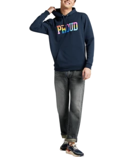 The Phluid Project Classic Fit Proud Graphic Hoodie, White -Suit Boutique Shop MW40 6NMK 01 THE PHLUID PROJECT NAVY ALT2