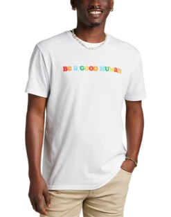 The Phluid Project Classic Fit Be A Good Human Graphic Crew, White