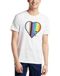 The Phluid Project Classic Fit Heart Graphic Crew, White