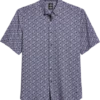 Michael Strahan Modern Fit 4-Way Stretch Short Sleeve Sport Shirt, Navy & Wine Floral