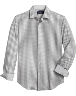 Report Collection Modern Fit Four-Way Stretch Sport Shirt, Gray Check