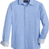 Report Collection Modern Fit Four-Way Stretch Sport Shirt, Medium Blue Check