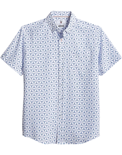 Report Collection Modern Fit Four-Way Stretch Short Sleeve Sport Shirt, Navy Geo 1 Report Collection Modern Fit Four-Way Stretch Short Sleeve Sport Shirt, Navy Geo