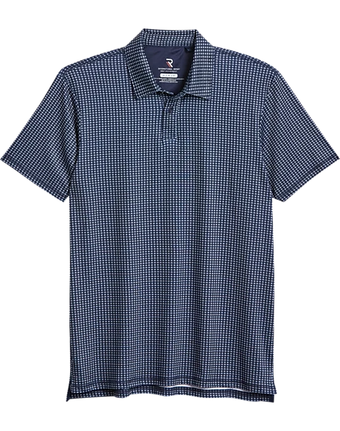Report Collection Modern Fit Knit Polo, Navy Geo 1 Report Collection Modern Fit Knit Polo, Navy Geo