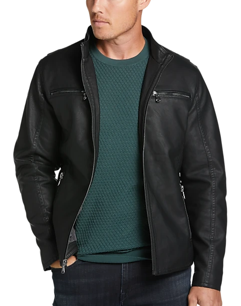 Awearness Kenneth Cole Modern Fit Moto Jacket, Camel Faux Leather 1 Awearness Kenneth Cole Modern Fit Moto Jacket, Camel Faux Leather