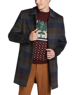 Paisley & Gray Slim Fit Topcoat, Wine Buffalo Plaid