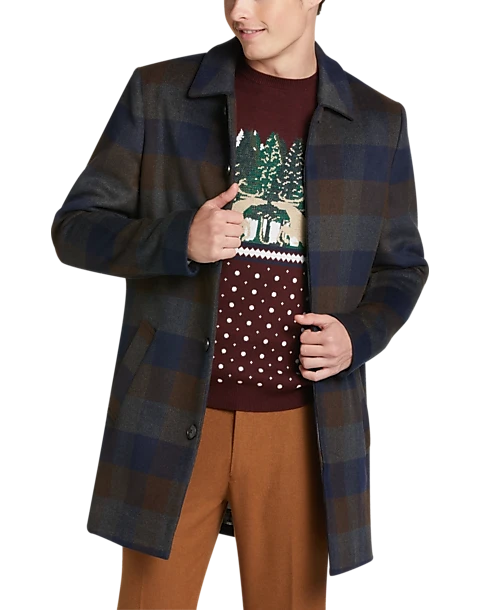 Paisley & Gray Slim Fit Topcoat, Wine Buffalo Plaid 1 Paisley & Gray Slim Fit Topcoat, Wine Buffalo Plaid