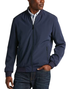 Michael Strahan Modern Fit Bomber Jacket, Navy