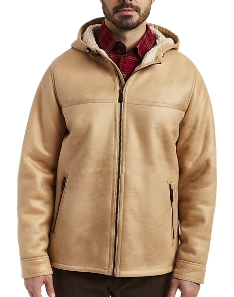 Rainforest Classic Fit Faux Nubuck Hooded Jacket, Cognac 1 Rainforest Classic Fit Faux Nubuck Hooded Jacket, Cognac
