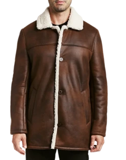 Suit Boutique Shop 12 Rainforest Classic Fit Faux Nubuck Barn Coat, Cognac