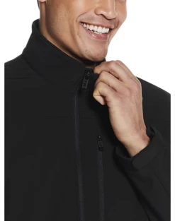 Weatherproof Modern Fit Soft Shell Jacket, Black -Suit Boutique Shop MW40 71FG 02 AWEARNESS KENNETH COLE BLACK SOLID ALT4