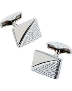 Pronto Uomo Silver-Tone Stripe Cufflinks