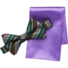 Pronto Uomo Gold & Purple Grid Bow Tie & Pocket Square Set