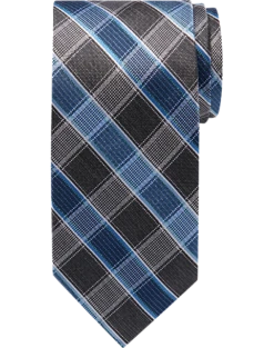 Pronto Uomo Narrow Tie, Blue Grid